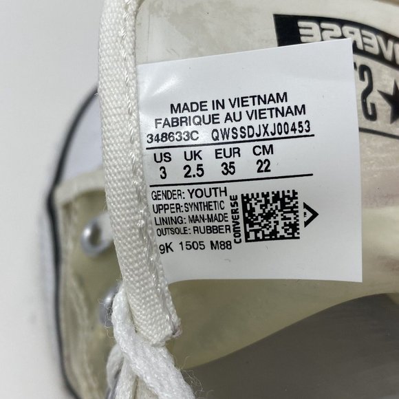 Converse Chuck Taylor All Star Junior Youth Size 3 Clear White Low Top Retro - Picture 7 of 10